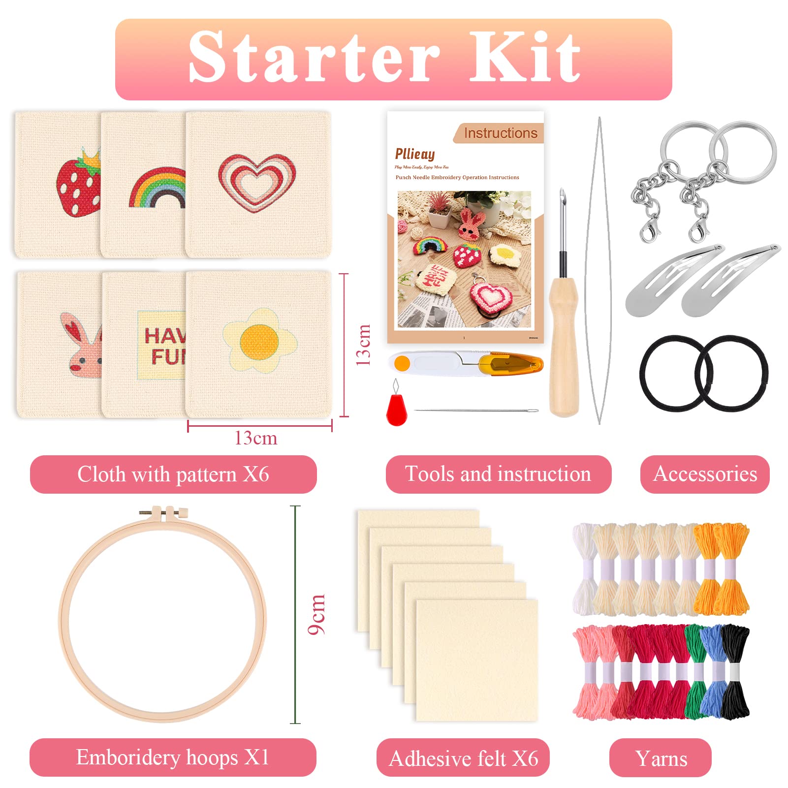  Pllieay 6 Pcs Cross Stitch Kits for Beginners for Kids