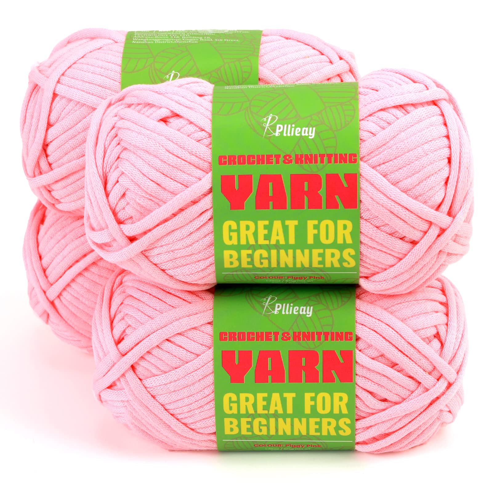  Pllieay Snowy White Cotton Yarn for Crocheting and Knitting, 4  Pack Crochet Yarn for Beginners with Easy-to-See Stitches, Cotton-Nylon  Blend Yarn for Beginners Crochet Kit Making