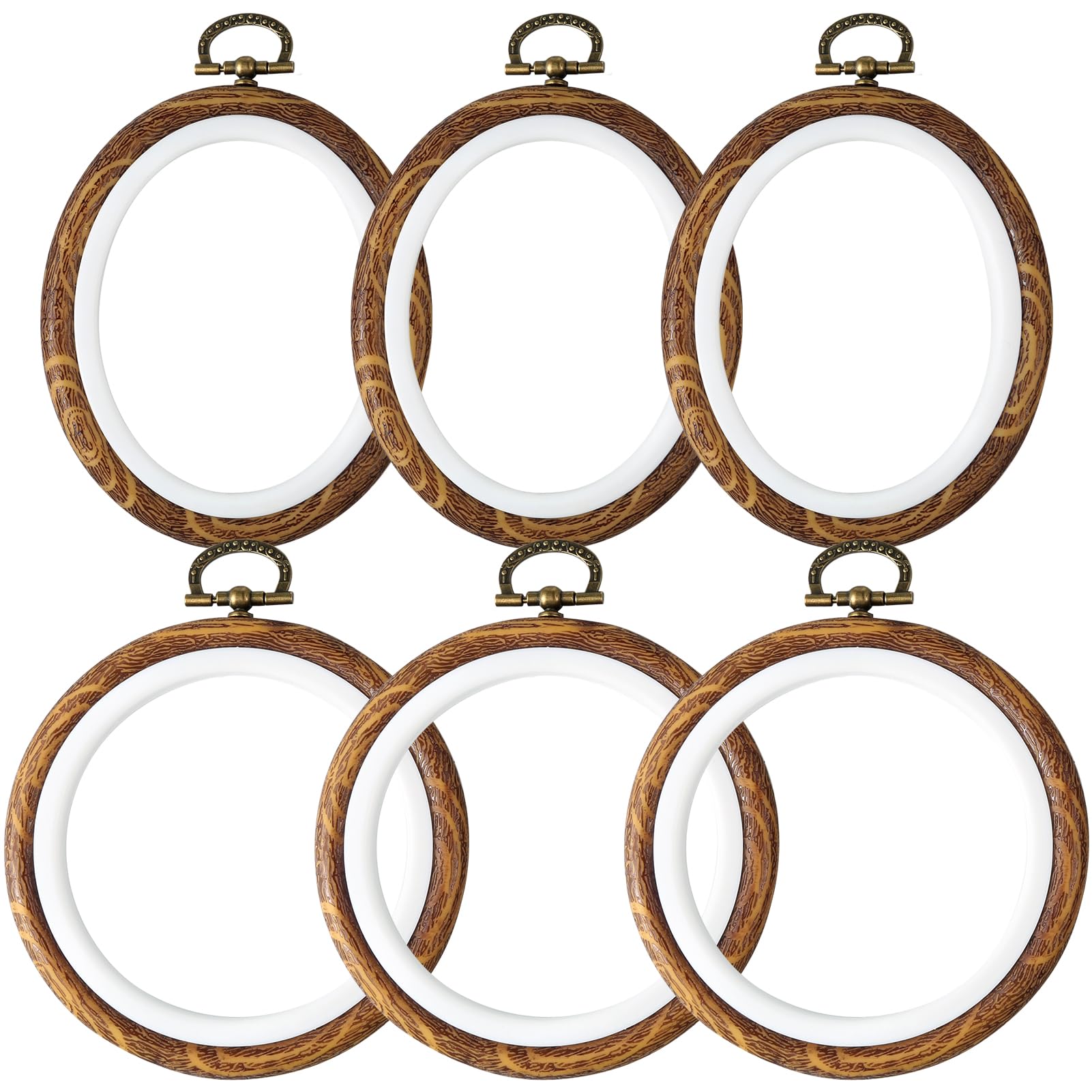  4inch Embroidery Hoop Frames for Display - Oval Small Cross  Stitch Hoops Set, 6 Pieces Resin Imitated Wood Hoop Hanging Frame Circle  for Craft Decoration