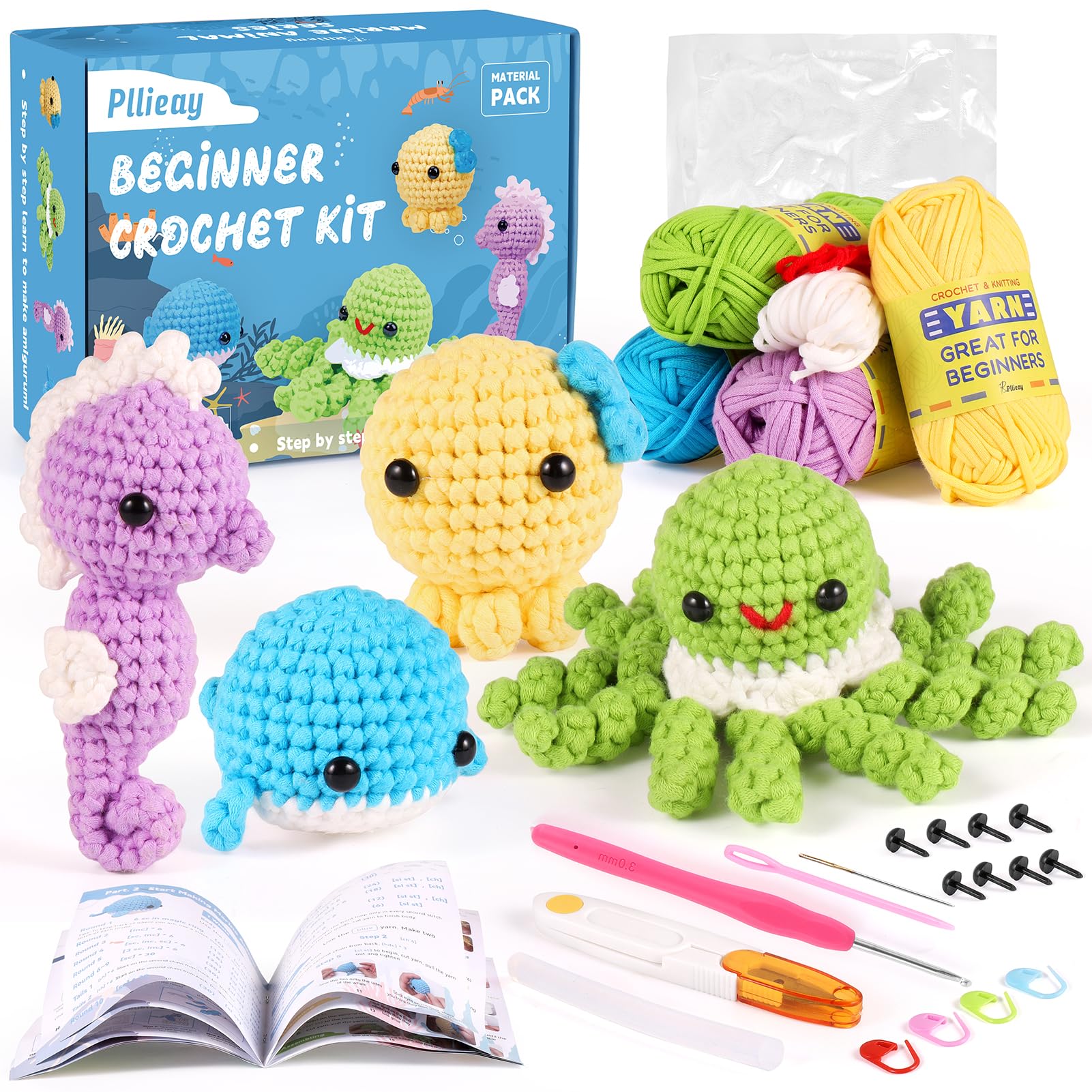 Crochet Kit for Adults and Kids, 4PCS Donut DIY Crochet Animal Kit for  Beginners, Easy Learn to Crochet Amigurumi Kit for Beginners with  Step-by-Step