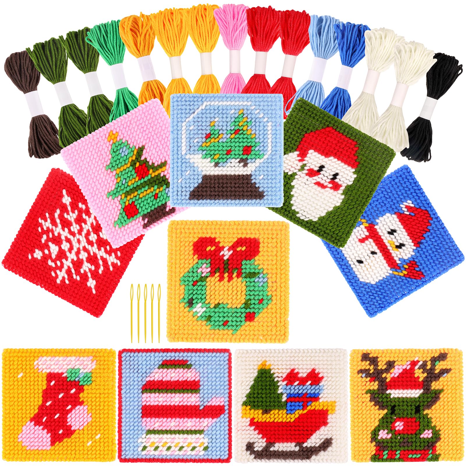 Pllieay 6PCS Punch Needle Coasters kit, needle Rug 6 Patterns