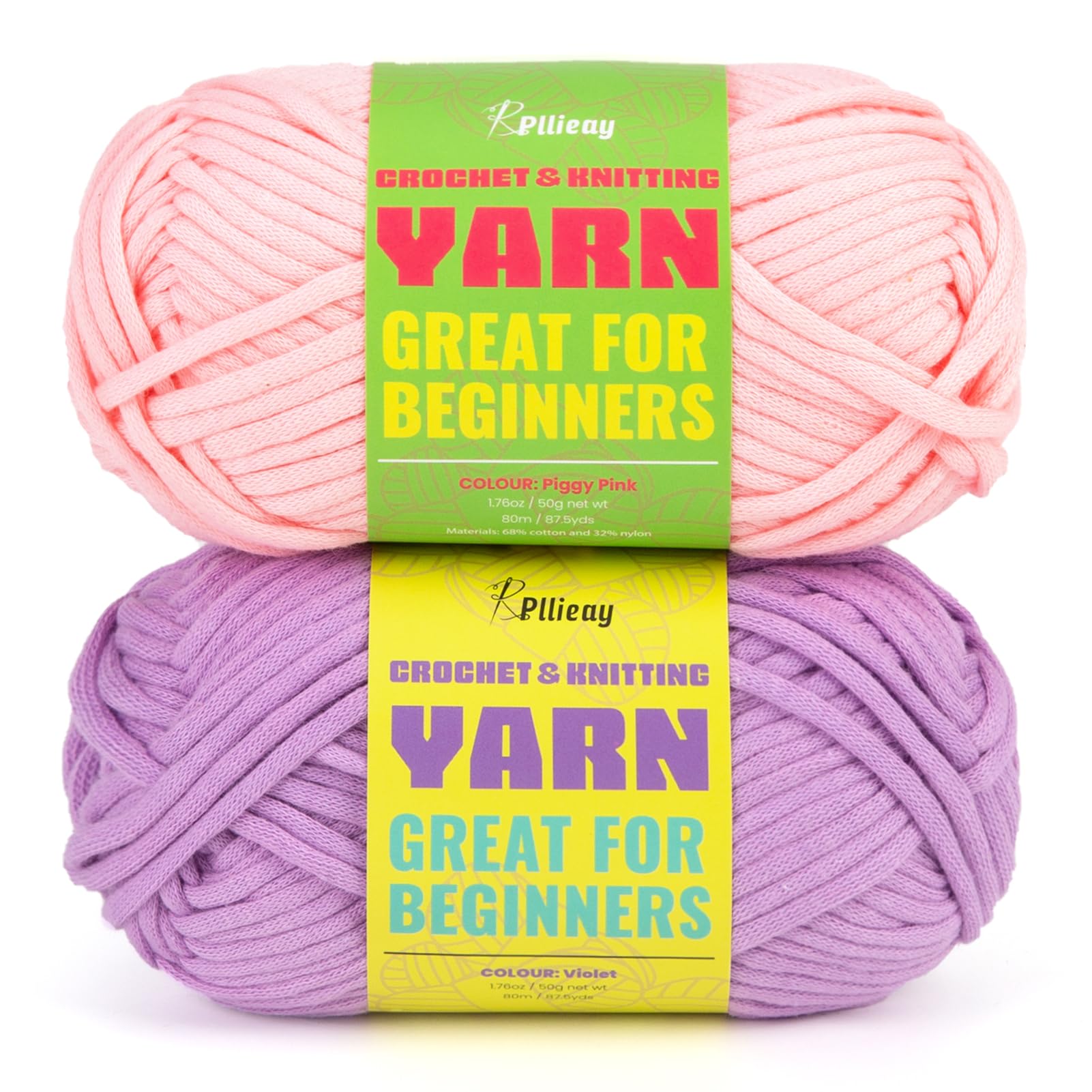  Pllieay Gray Yarn for Crocheting and Knitting (4x50g) Cotton  Yarn for Crocheting Crochet Knitting Yarn with Easy-to-See Stitches Yarn  for Beginners - Worsted Medium #4 Yarn - Cotton-Nylon Blend